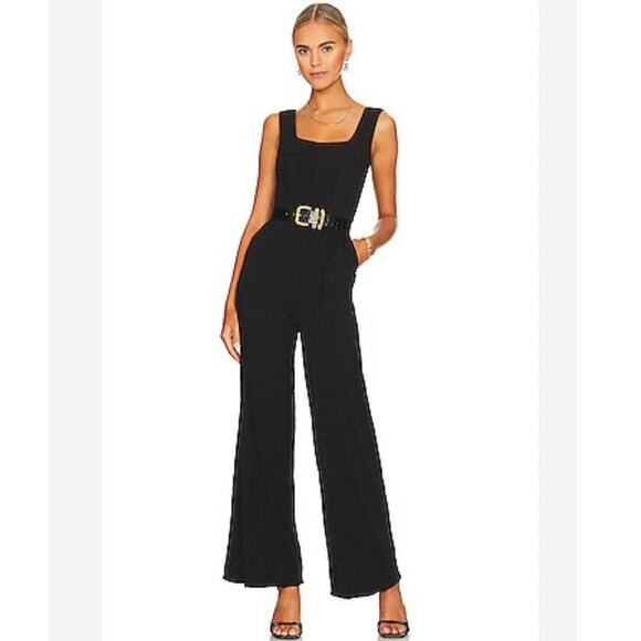 Free People Iris Wide Leg Pant Jumpsuit Open Back Size XS Black Boho Classic - Picture 1 of 12